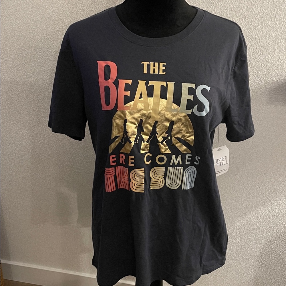 Time and Tru Black Beatles Graphic Tee